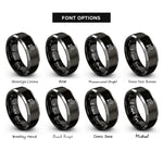 font options for inside engraving on black & silver hairdresser scissors rings