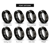 font options for inside engraving on black & grey halberd rings