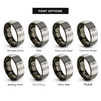 font options for inside engraving on gunmetal & silver halberd rings