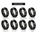 font options for inside engraving on black & grey half heart pair rings