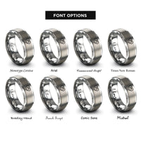 font options for inside engraving on gray half heart pair rings