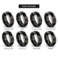 font options for inside engraving on black & grey half helmet rings