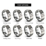 font options for inside engraving on silver half helmet rings