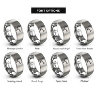 font options for inside engraving on silver half helmet rings