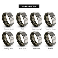 font options for inside engraving on gunmetal & silver half helmet rings