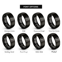 font options for inside engraving on black half note circle rings
