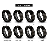 font options for inside engraving on black half note circle rings