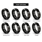 font options for inside engraving on black & grey half stack face rings