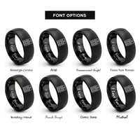 font options for inside engraving on black half stack face rings