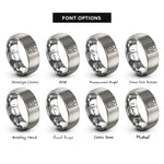 font options for inside engraving on gray half stack face rings