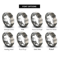 font options for inside engraving on grey half stack face rings