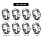 font options for inside engraving on grey halide x rings