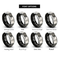 font options for inside engraving on black & grey halligan bar rings