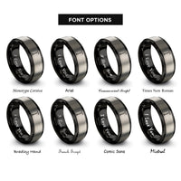 font options for inside engraving on black & silver halligan tool rings