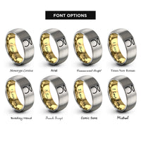 font options for inside engraving on gold & silver halo rings