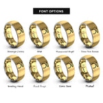 font options for inside engraving on gold & gray halo rings