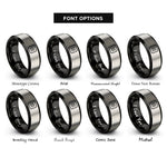 font options for inside engraving on black & gray hamburger menu rings