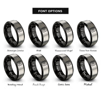 font options for inside engraving on black & gray hamburger menu rings