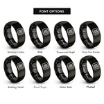 font options for inside engraving on black hamburger menu rings