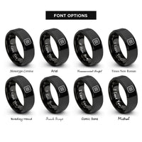 font options for inside engraving on black hamburger menu rings