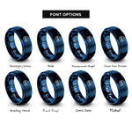 font options for inside engraving on blue hamburger menu rings