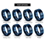 font options for inside engraving on blue hamburger menu rings