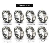 font options for inside engraving on gray hamburger menu rings