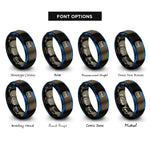 font options for inside engraving on gunmetal & blue hamburger menu rings