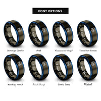 font options for inside engraving on gunmetal & blue hamburger menu rings
