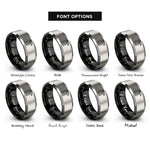 font options for inside engraving on black & silver hammer rings