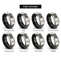 font options for inside engraving on black & silver hammer rings