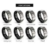font options for inside engraving on black & grey hammer rings