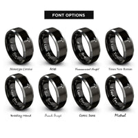 font options for inside engraving on black & gray hammer rings