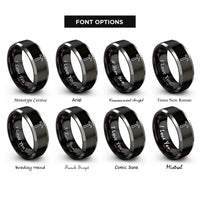 font options for inside engraving on black & gray hammer rings