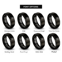 font options for inside engraving on black hammer saw crossed rings