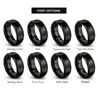 font options for inside engraving on black hammer saw crossed rings