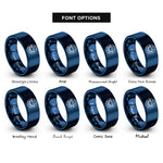 font options for inside engraving on blue hammock circle rings