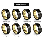font options for inside engraving on black & gold hamsa rings