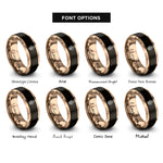 font options for inside engraving on black & rose gold hamsa rings