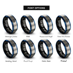 font options for inside engraving on black & blue & grey hamsa hand rings
