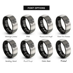 font options for inside engraving on black & grey hamsa hand rings