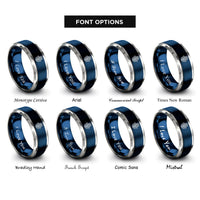 font options for inside engraving on blue & gray hamsa hand rings