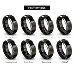 font options for inside engraving on black & gray hamsa heart rings