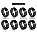 font options for inside engraving on black hamsa heart rings