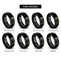 font options for inside engraving on black hamsa heart rings