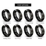 font options for inside engraving on black & silver hamster rings