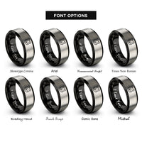 font options for inside engraving on black & grey hamster rings