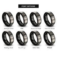 font options for inside engraving on black & grey hamster face wink rings