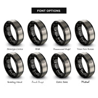 font options for inside engraving on black & grey hamster on wheel rings
