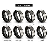font options for inside engraving on black & grey hamster on wheel rings